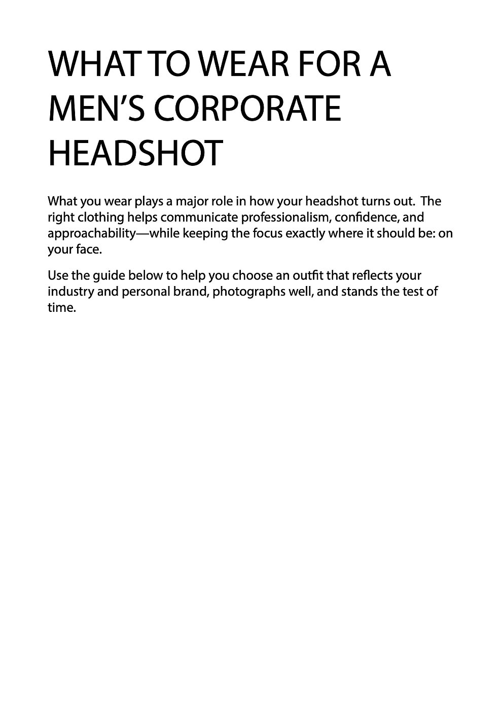 HEADSHOTS What to Wear for Men